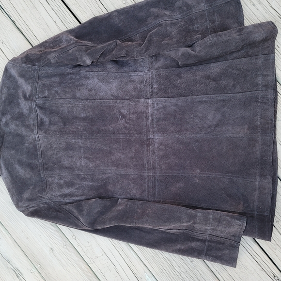 Liz Claiborne jacket suede brown M snap closure lined drawstring waist bohemian - Picture 9 of 15